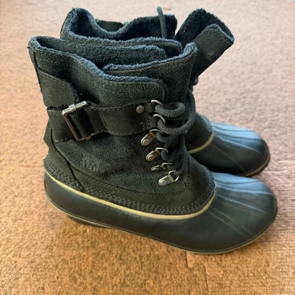 Sorel‎ Slimpack Riding Tall II Boots Black Waterproof Leather Suede NL2125-010 9